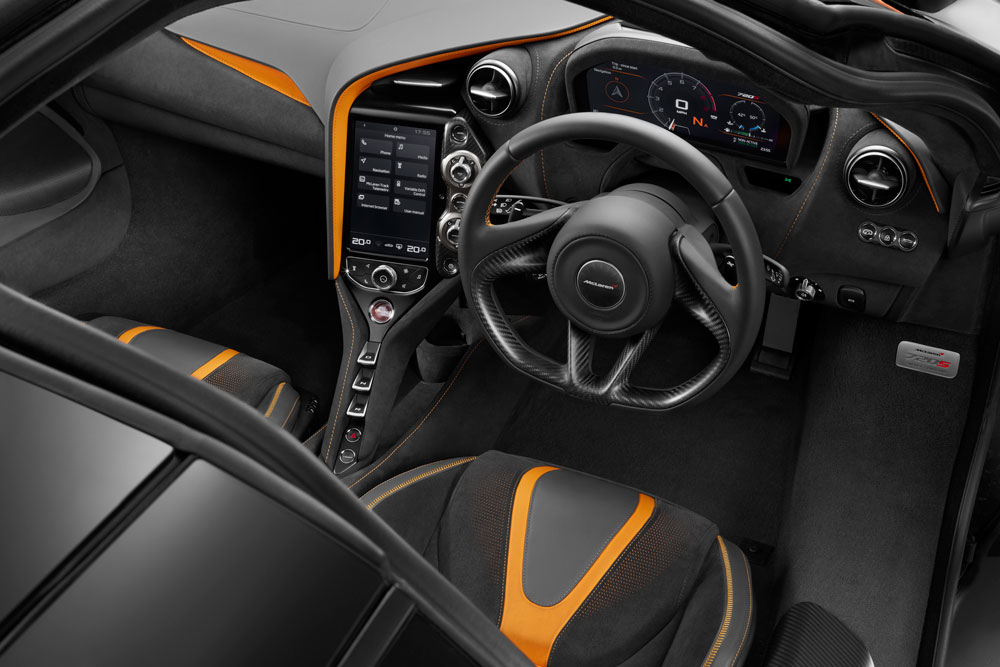 A sleek interior in the new McLaren 720s